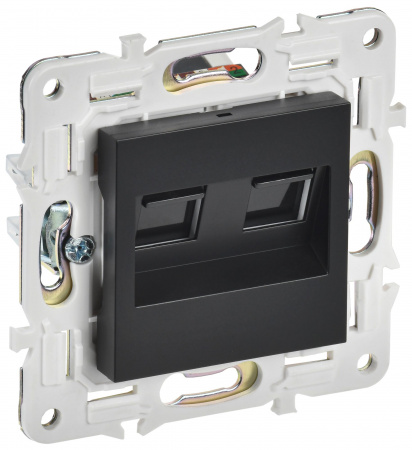 IEK SKANDY Черный Розетка компьютерная двойная RJ45 кат.5E SK-K03Bl