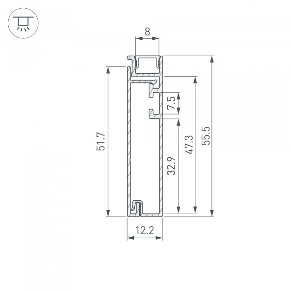Профиль PLINTUS-H55-2000 WHITE (Arlight, Алюминий)
