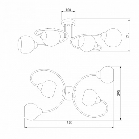 Потолочная люстра с плафонами 30136/4 хром Eurosvet Tulia
