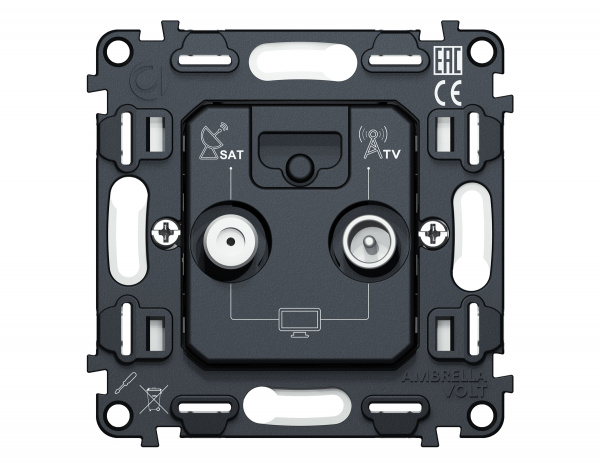 Механизм розетки TV оконечной + SAT 5-862MHz 3.5dB/950-2150MHz 3.8dB QUANT VM217