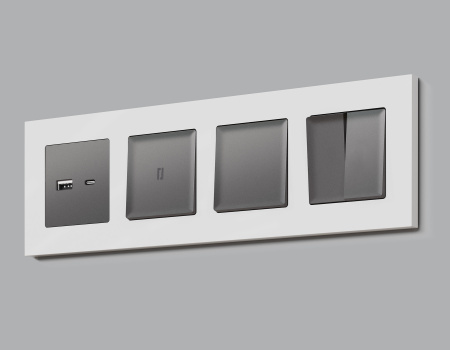 Лицевая панель ALFA (Антрацит серый) для 1-клавишных выключателей QUANT AP6510