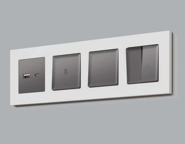 Лицевая панель ALFA (Антрацит серый) для 2-клавишных выключателей QUANT AP6530