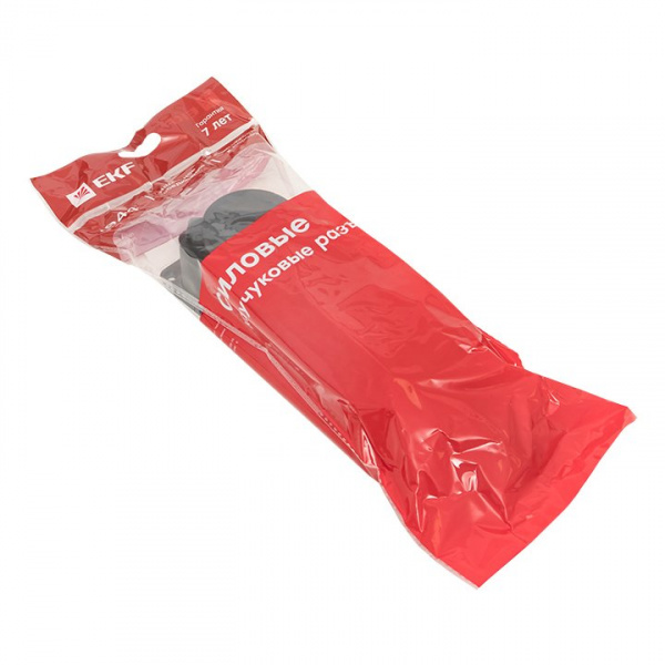 EKF Basic Розетка (колодка) трехместная с защит. крышками каучуковая 230В 2P+PE 16A IP44