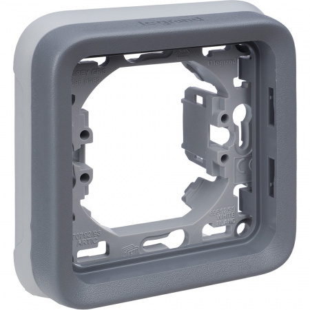 Legrand Plexo Серый Рамка 1-ая с суппортом, для внутреннего монтажа IP55