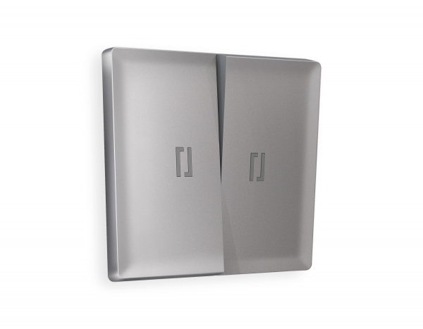 Лицевая панель ALFA (Сталь матовый) для 2-клавишных выключателей с подсветкой QUANT AP5040