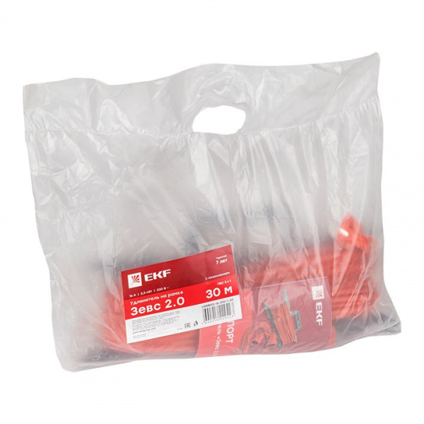 EKF PROxima Удлинитель на рамке "Зевс 2.0" 30м с заземлением ПВС 3*1,0 16А/3,5кВт