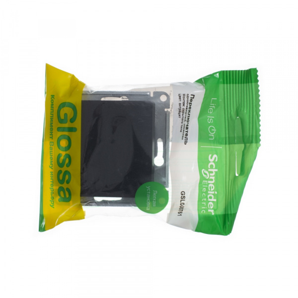 SE Glossa Антрацит Переключатель 1-клавишный, сх.6, 10АХ