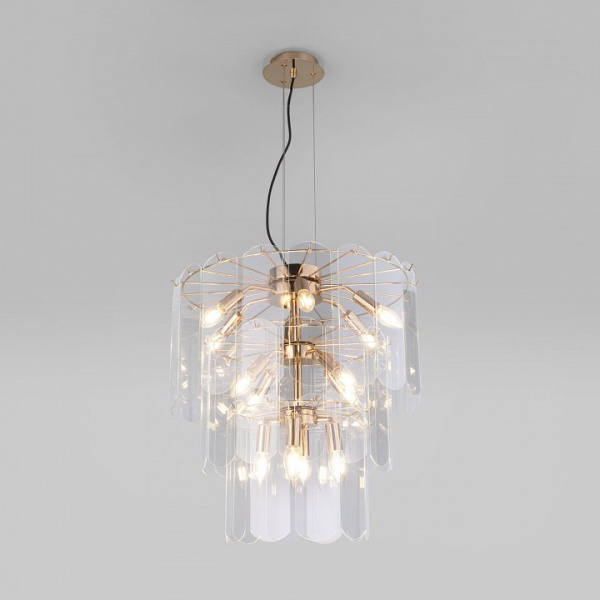 Подвесная люстра со стеклянными плафонами 60171 золото Eurosvet Claire