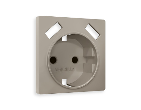 Лицевая панель ALFA (Серо-бежевый матовый) для электрической розетки с/з со шторками 2USB A+A QUANT AP3690