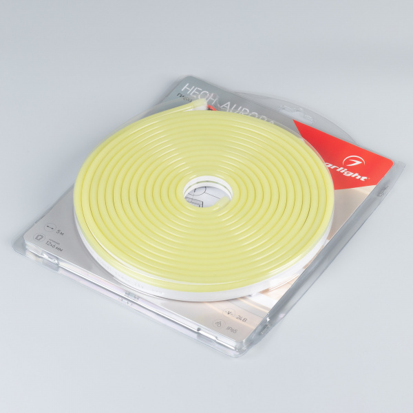 Arlight Лента герметичная AURORA-PS-A120-12x6mm 24V Lemon (10 W/m, IP65, 2835, 5m) (-) Arlight Лента герметичная AURORA-PS-A120-12x6mm 24V Lemon (10 W/m, IP65, 2835, 5m) (-)