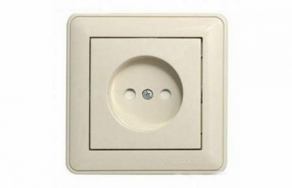 SE Wessen 59 Беж Розетка с/з с защитными шторками (в сборе, с рамкой)
