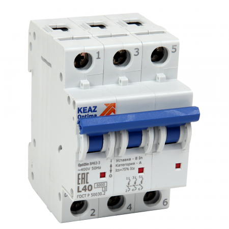 КЭАЗ OptiDin BM63 Автоматический выключатель 3P 63A L 6кА AC (BM63-3L63-УХЛ3)