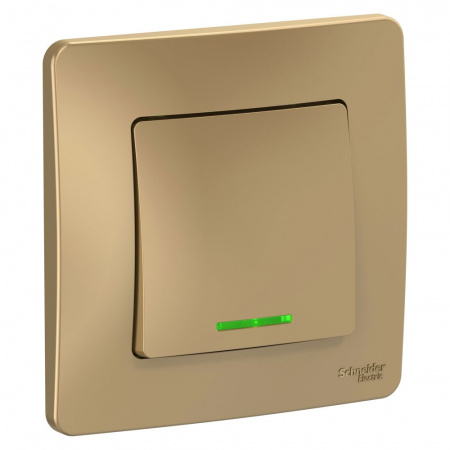 SE Blanca внутр Титан Выключатель 1-клавишный с подсветкой, 10А, 250B