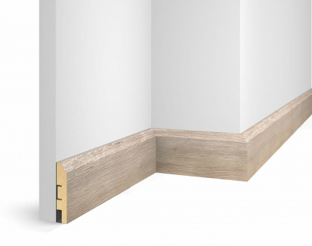 Плинтус WP07, экошпон, дуб Антик белый, 80x16x2400 мм, МДФ
