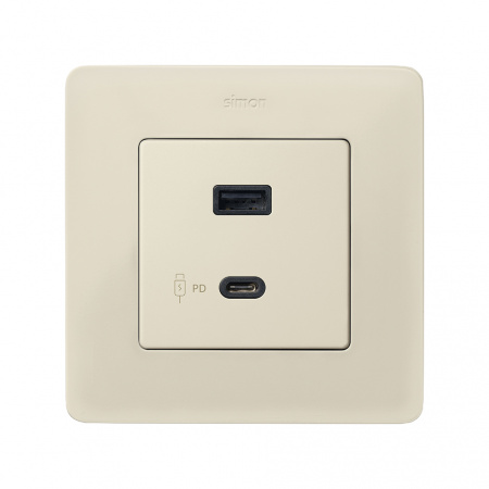 Simon S82 Накладка для зарядного устройства USB A+C цвета слоновая кость