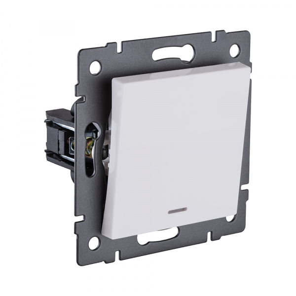 Выключатель 1-клавишный 10А/250В с LED подсветкой, белый матовый Kollinger REA-S-002WM для Aspekt, Eleganz, Reflex