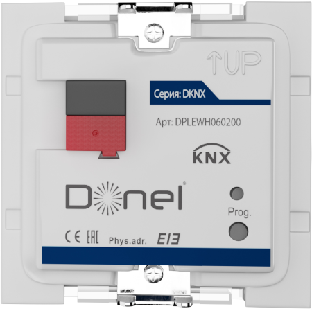 Donel Сенсорный кнопочный модуль KNX, 3 группы, 55 мм, встроенный датчик температуры, белый, DPLEWH060200