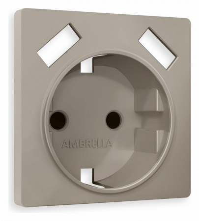 Лицевая панель ALFA (Серо-бежевый матовый) для электрической розетки с/з со шторками 2USB A+A QUANT AP3690