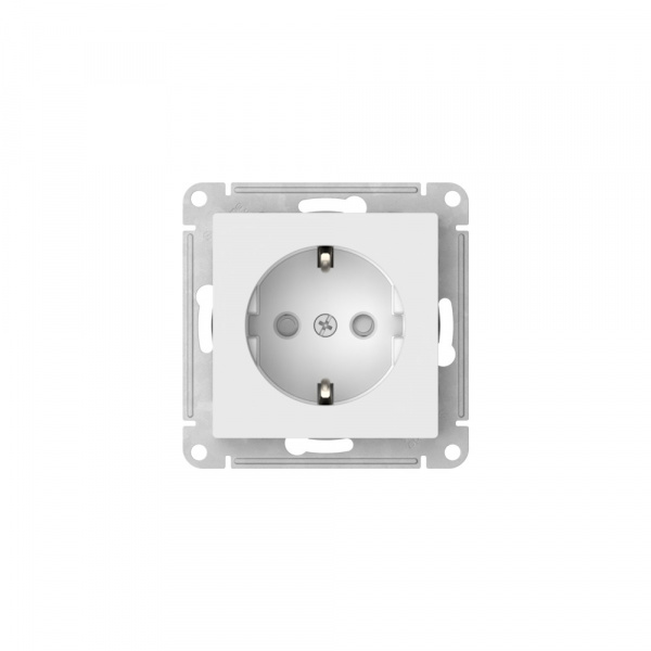 Systeme Electric AtlasDesign Белый Розетка с заземлением со шторками, 16А, мех., быстрозажим. клем.