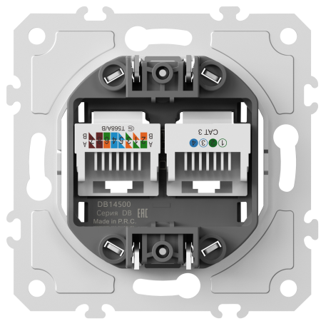 Donel Механизм розетки RJ11 + RJ45 (двойная) cat.3/5e/ClassE-4/8, серия DB, DB14500