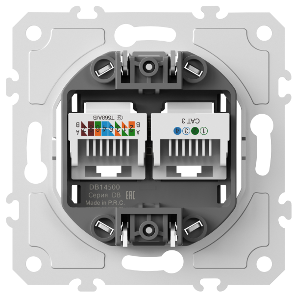 Donel Механизм розетки RJ11 + RJ45 (двойная) cat.3/5e/ClassE-4/8, серия DB, DB14500
