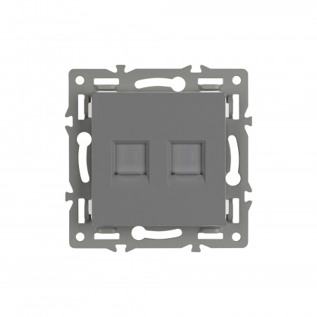 Arlight Механизм компьютерной розетки двойной SCT-MPC2-PL-GR (RJ-45, CAT6) (-)