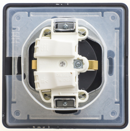 SE Glossa Шоколад Розетка с/з со шторками с крышкой, 16А, IP44 (в сборе)