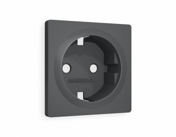 Лицевая панель ALFA (Графит Мягкое касание) для электрической розетки с заземлением QUANT AP9060