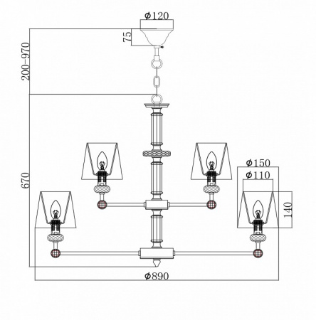 Люстра MOD018PL-15CH Maytoni Riverside