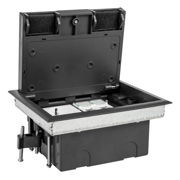 Лючок в пол на 8 модулей (4 мод. 45х45 мм.), крышка ABS+гальванизированная стальная вставка