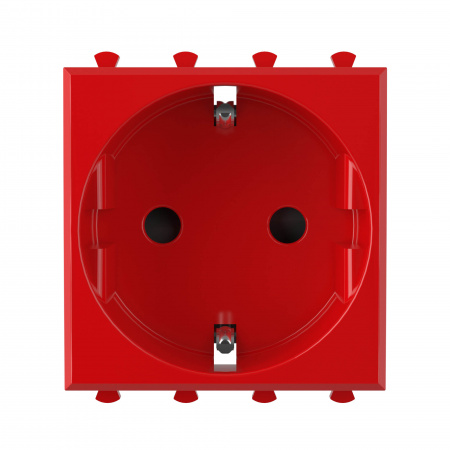 DKC Avanti Красный квадрат Розетка 2P+E со шторками 2 модуля