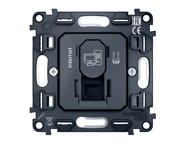 Механизм компьютерной розетки RJ-45 (8P8C) CAT6 1000 Base-T с автоматической защитной шторкой QUANT VM188