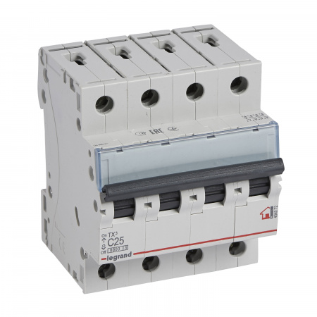 Legrand TX3 Автоматический выключатель 4P 25A (С) 6000