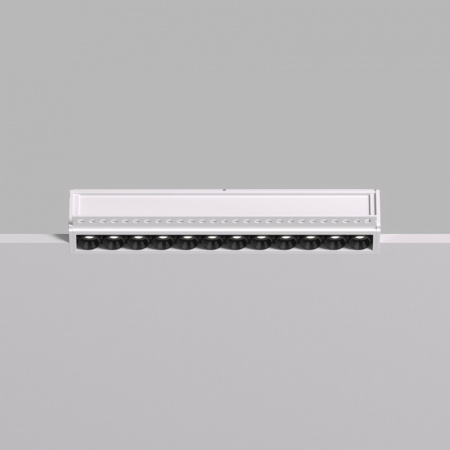 DK2532-WB Встраиваемый светильник SPACE со светодиодом под шпатлевку L240mm 220V 20W 38° 4000К IP20 белый/черный алюминий