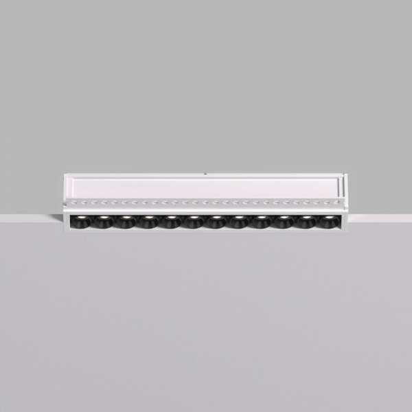 DK2532-WB Встраиваемый светильник SPACE со светодиодом под шпатлевку L240mm 220V 20W 38° 4000К IP20 белый/черный алюминий