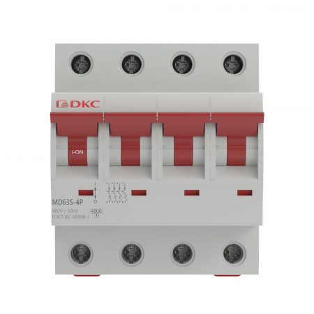 DKC Автоматический выключатель модульный YON max типа MD63S, 4,5кА, 4 полюса, хар-ка C, 40А