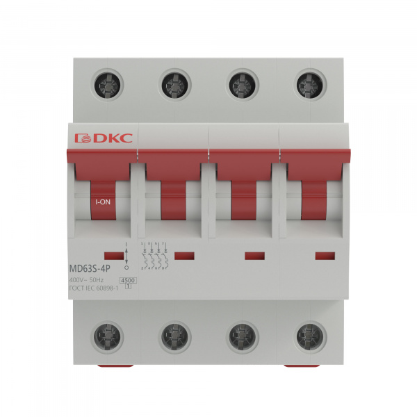 DKC Автоматический выключатель модульный YON max типа MD63S, 4,5кА, 4 полюса, хар-ка C, 25А