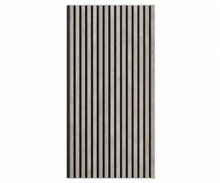 Акустическая панель, черный войлок, 1200х600х19мм, рейки МДФ дуб старинный светло-серый