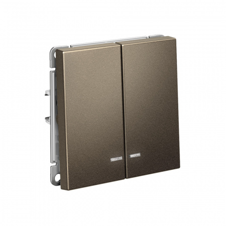 Systeme Electric ArtGallery Мокко Выключатель 2-клавишный с подсветкой, сх.5а, 10АХ, механизм, быстрозажим. клем.