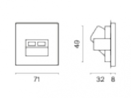 Розетка компьютерная встраиваемая VOLTUM S70 двойная RJ45+RJ45 кат.6, (белый глянцевый)