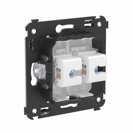 DKC Avanti Телефонная розетка RJ-12 без шторки в стену двойная, Белое облако