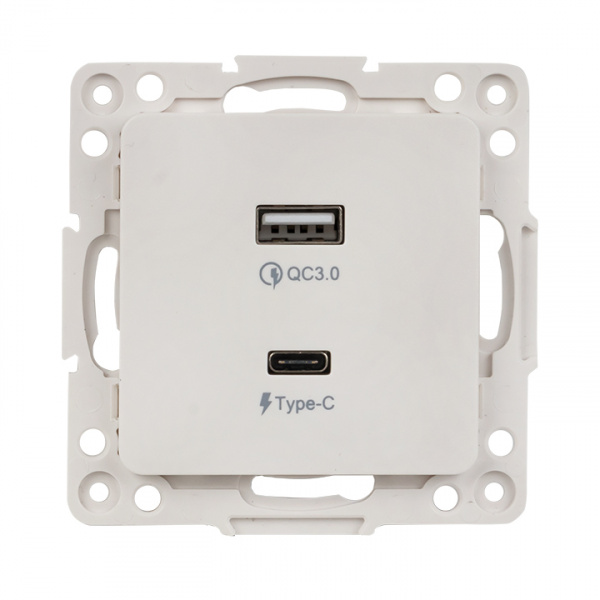 EKF PROxima Стокгольм Белый Розетка с 2 USB type A+C