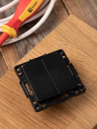 EKF PROxima Стокгольм Черный Выключатель 2-кл, 10А