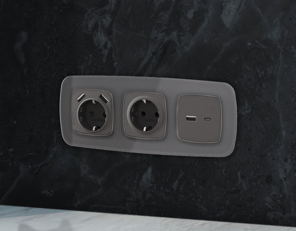 Рамка OMEGA Radian (Антрацит серый Стекло органическое) 4-ая OF320654