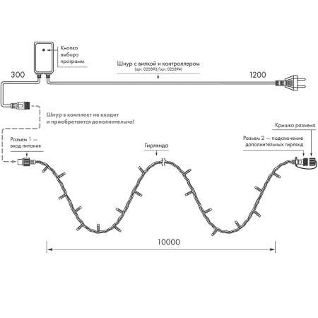 Arlight Светодиодная гирлянда ARD-STRING-PRO-10000-GREEN-100LED-LIVE RGB (230V, 7W) (Ardecoled, IP65)