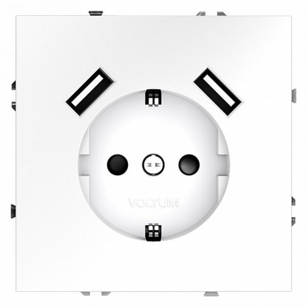 Розетка встраиваемая VOLTUM S70 с заземлением и защитными шторками, 16А, с USB, A+A, (белый матовый) Розетка встраиваемая VOLTUM S70 с заземлением и защитными шторками, 16А, с USB, A+A, (белый матовый)