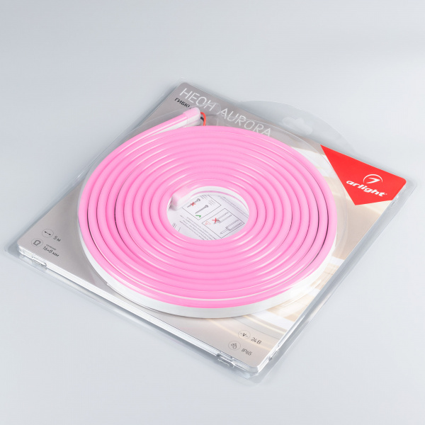 Arlight Лента герметичная AURORA-PS-A120-16x8mm 24V Pink (10 W/m, IP65, 2835, 5m) (-) Arlight Лента герметичная AURORA-PS-A120-16x8mm 24V Pink (10 W/m, IP65, 2835, 5m) (-)