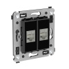 DKC Avanti Компьютерная розетка RJ-45 без шторки в стену, кат.5e двойная экранированная, Черный квадрат