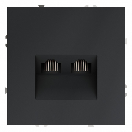 Розетка компьютерная встраиваемая VOLTUM S70 двойная RJ45+RJ45 кат.6, (графит)