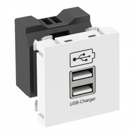 OBO Bettermann Розетка USB тип А двойная (2х0,6А или 1х1,2А) 1 модуль Modul45, 45х45 мм, белая